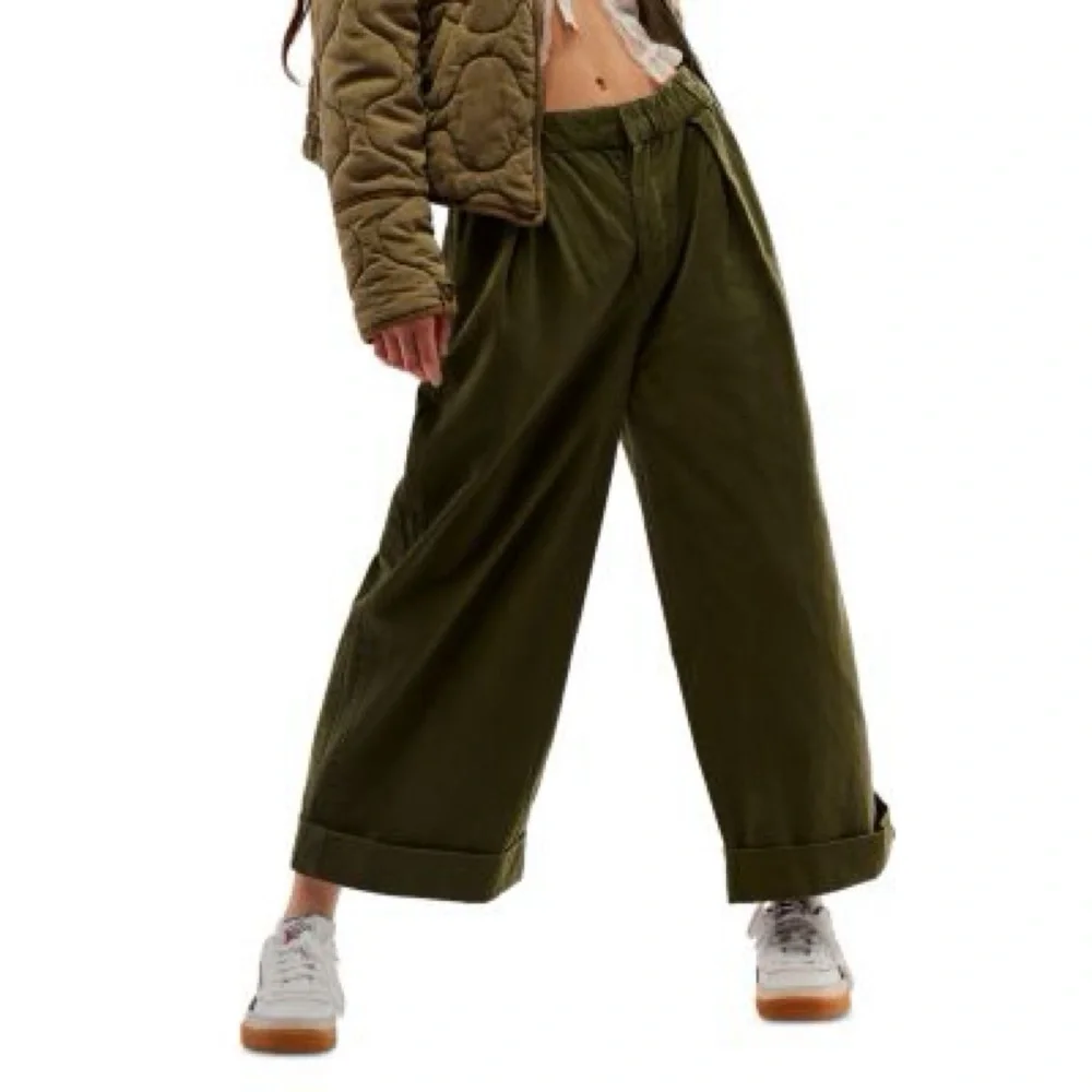 Free People After Love Cuff Pants Green Medium